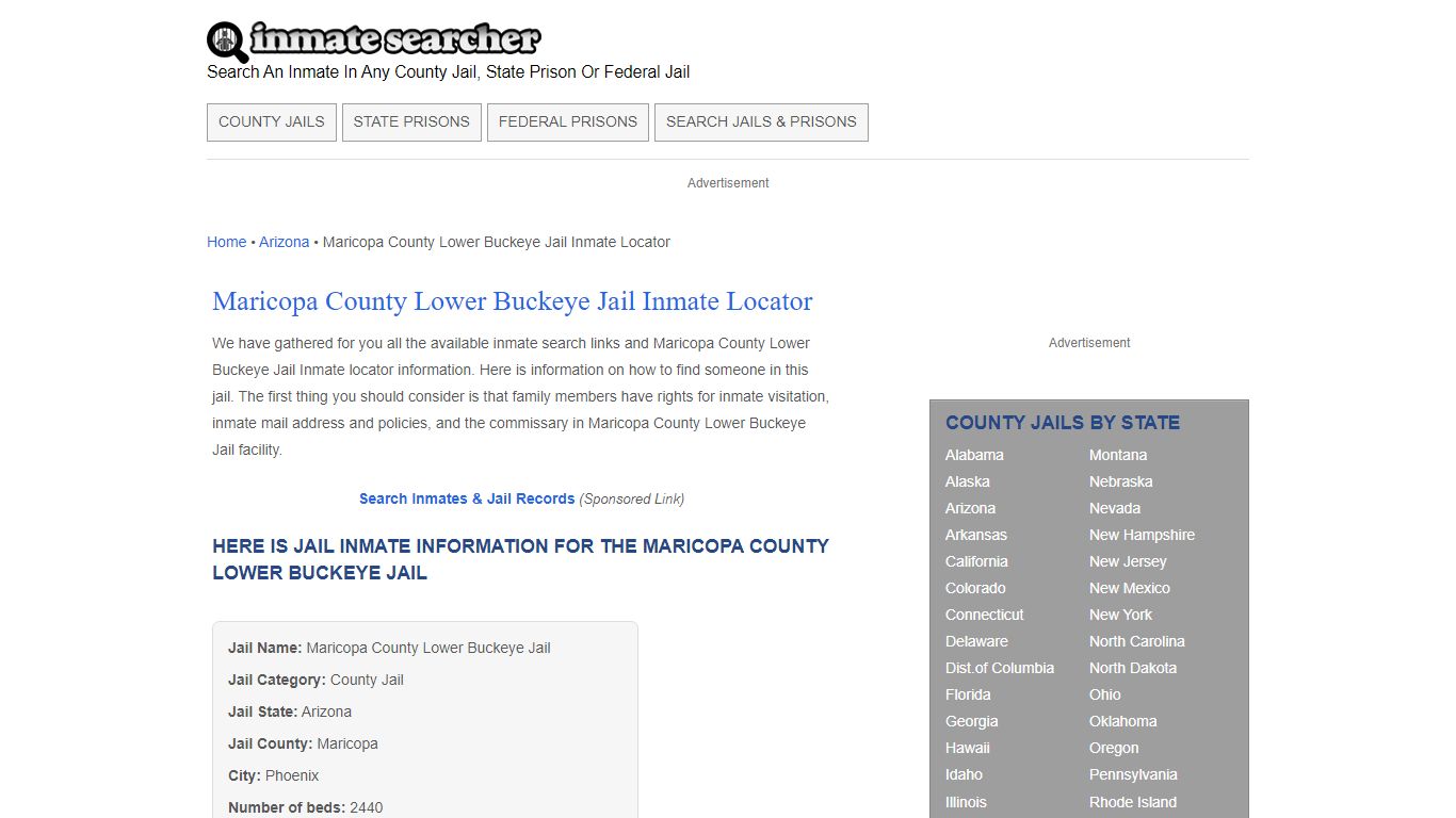 Maricopa County Lower Buckeye Jail Inmate Locator - Inmate Searcher