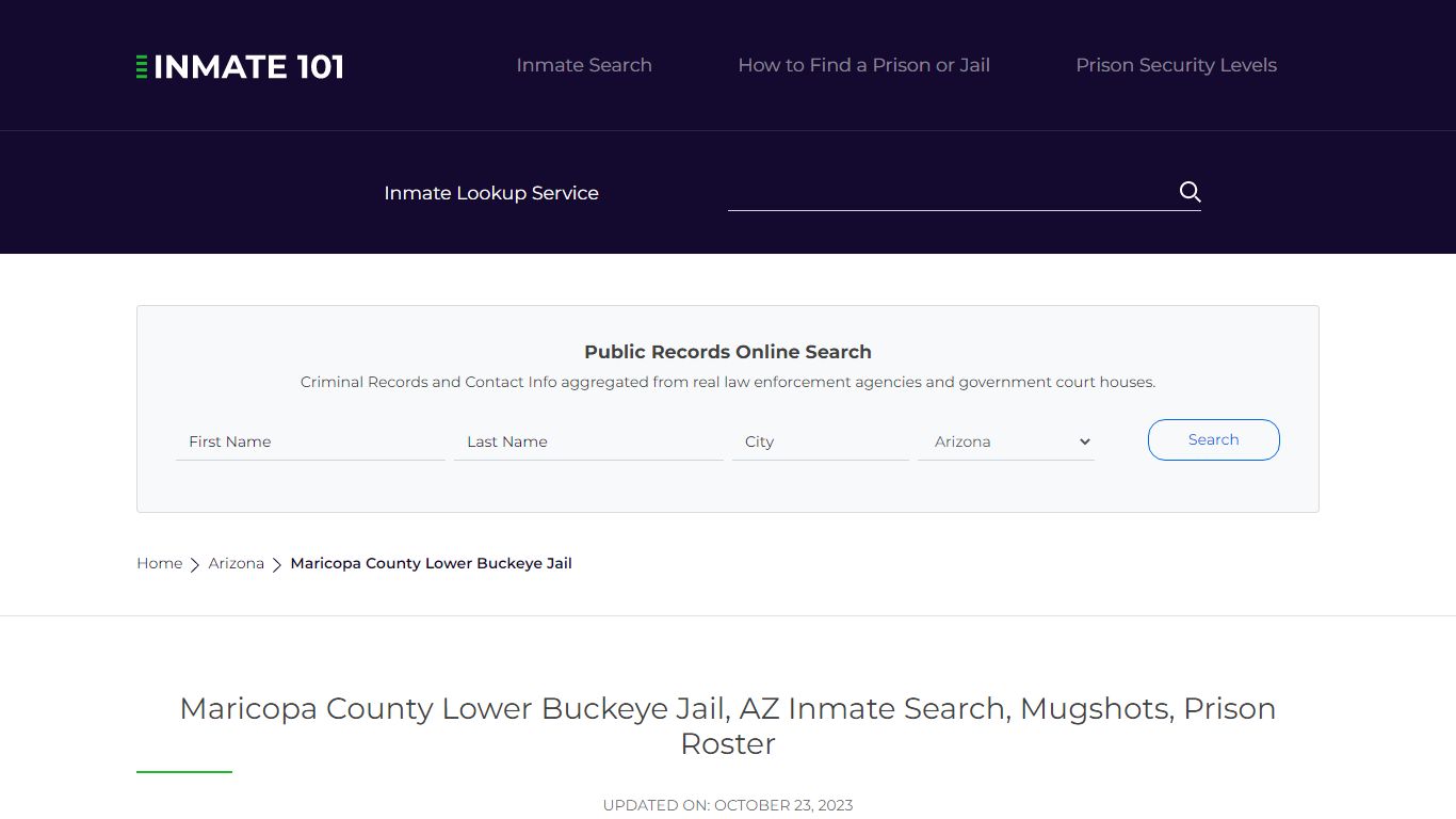 Maricopa County Lower Buckeye Jail, AZ Inmate Search, Mugshots, Prison ...