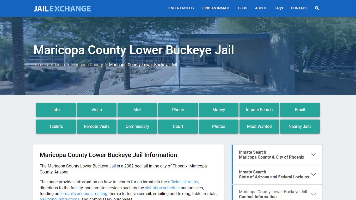 Maricopa County Lower Buckeye Jail, AZ Inmate Search, Information